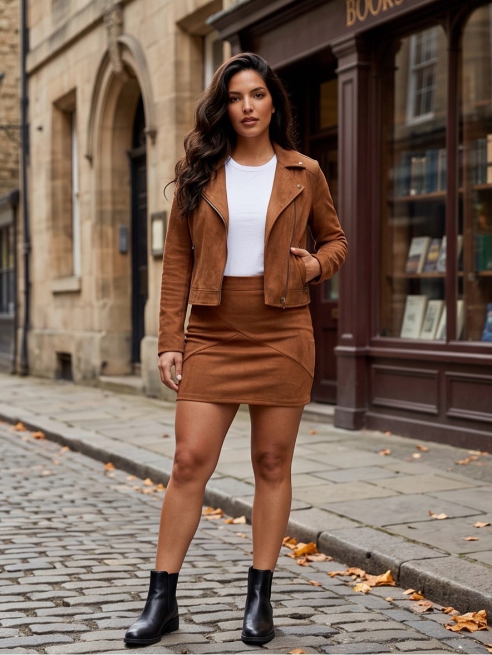MANGOPOP Womens Large Camel Tan Faux Suede High Waisted Asymmetrical Mini Skirt
